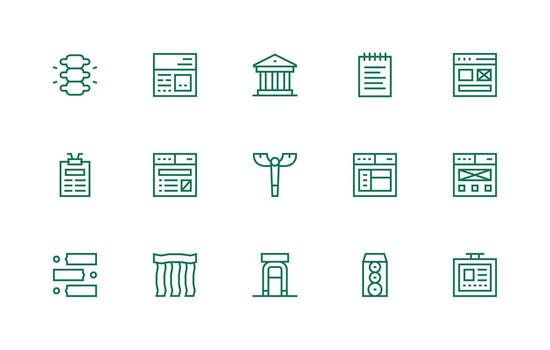 regular línea íconos desde columna conjunto con 15 vectores estándar icono paquete