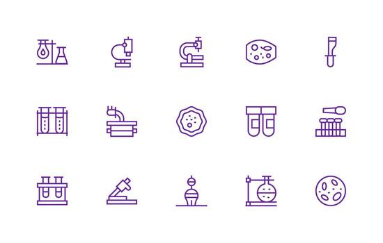 15 Microscope Icons in Regular Line Aesthetic Multi-Style Icons for Creative Projects vector