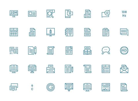 35 regular limpiar línea vectores para texto tema web y aplicación icono paquete colección