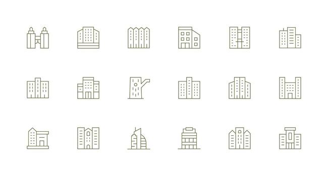 Minimal Line Icons from HighRise Set with 18 Vectors Multi-Style Icons for Creative Projects