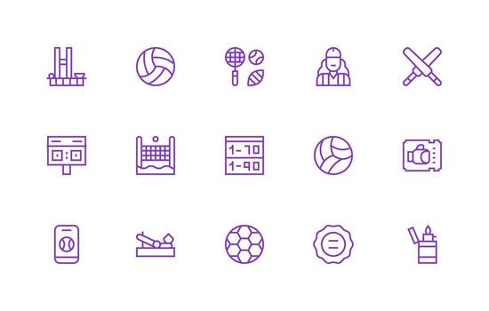 Match Design Icons featuring 15 in Regular Line Style Customizable Icon Series for Mobile Screens vector