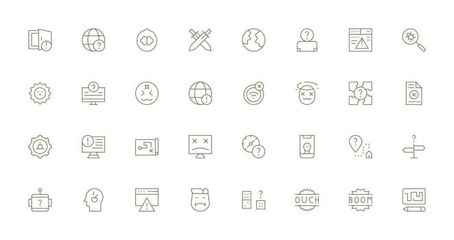 Problem including 32 Thin Line Illustrations Full Icon Library for UI Designers vector