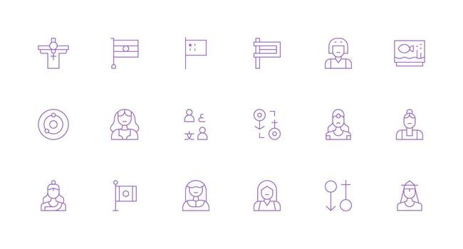 18 Minimal Line Icons for Representation Graphics Lightweight Icon Series vector