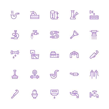 Medium Stroke Outline Icons from Pipe Set with 25 Vectors Multi-Purpose Icon Set