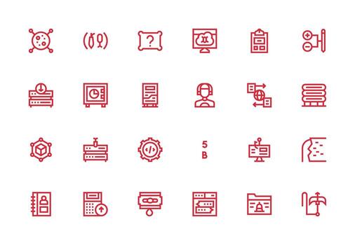 Database featuring 24 Icons in Thick Line Line Design Flexible Icon System for Web Interfaces vector