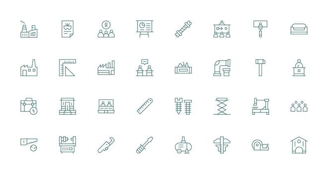 taller icono colección con 32 Delgado línea diseños bien estructurado íconos para creativo utilizar vector