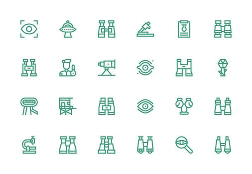Thick Line Line Icons from Observation Set with 24 Vectors Responsive Icon Set for Flexible Layouts