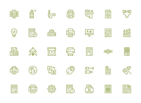 35 salida íconos en regular limpiar línea estético editable icono colección vector