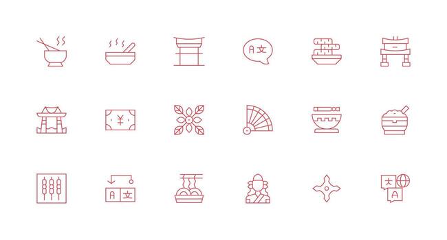 Minimal Line Icons from Japanese Set with 18 Vectors UI-Ready Icon Collection
