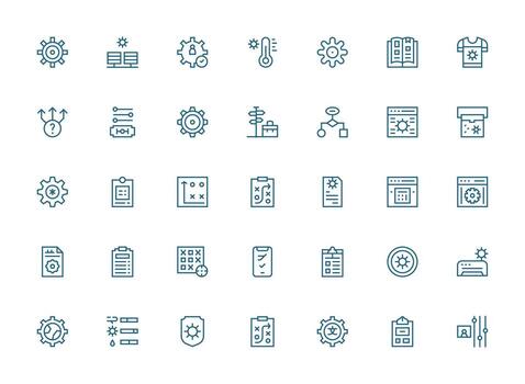 35 Regular Clean Line Style Icons from Options Collection Complete Icon Bundle for Web Design vector