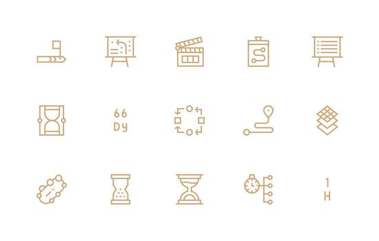 Regular Line Style Sequence Icons with 15 Vectors Pixel Perfect Icon Set