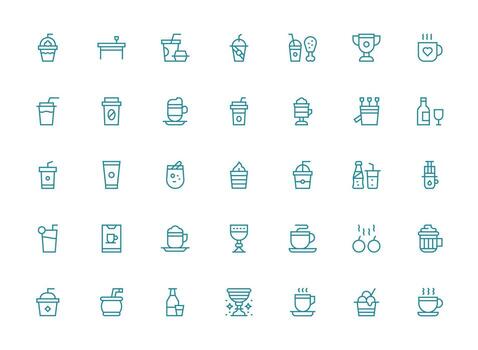 35 Cup Icons in Regular Clean Line Aesthetic Neatly Designed Icons for Web Platforms vector