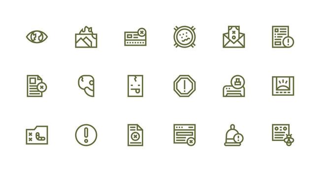 Strong Stroke Line Icons from Error Message Set with 18 Vectors Quick Access Icons for UI Development