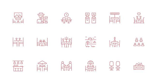 Minimal Line Icons from Chairs Set with 18 Vectors Pixel Perfect Icon Set