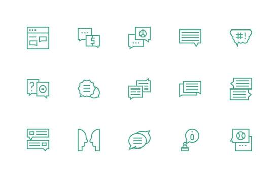 15 Icons for Chat in Regular Line Format Flexible Icon System for Web Interfaces vector