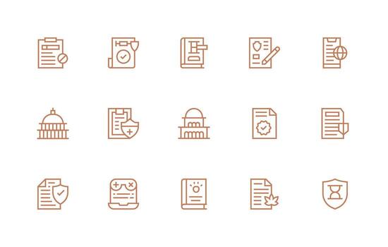 Policy featuring 15 Icons in Regular Line Design UI and UX Focused Icon Collection vector