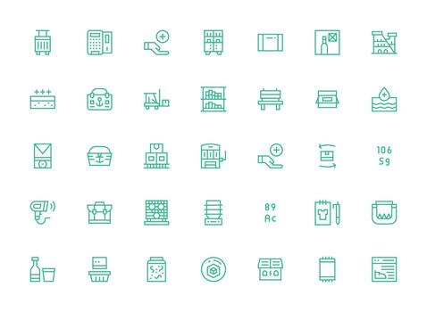 Inventory Icon Set with 35 Regular Clean Line Graphics UI Icon Set vector