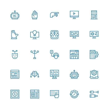 interfaz diseño íconos presentando 25 en medio carrera contorno estilo mínimo icono conjunto para interfaz proyectos vector