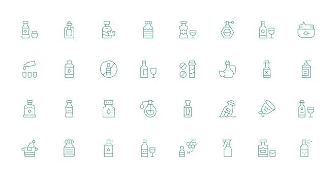 botella diseño íconos presentando 32 en Delgado línea estilo interfaz icono colección para diario proyectos vector