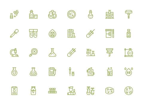 laboratorio presentando 35 íconos en regular limpiar línea diseño versátil icono colección para diseñadores vector