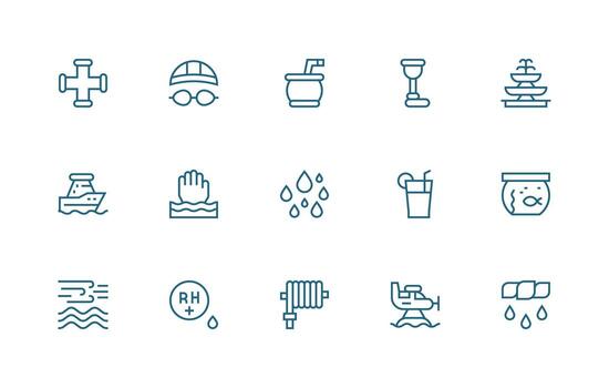 agua incluso 15 regular línea ilustraciones equilibrado icono conjunto para funcional diseño vector
