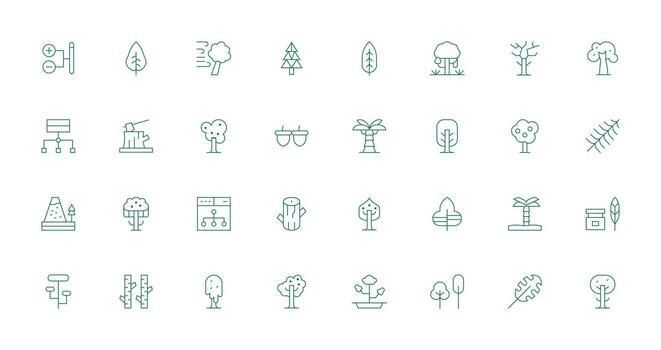 32 Icons for Tree in Thin Line Format Interface Icon Collection for Daily Projects vector
