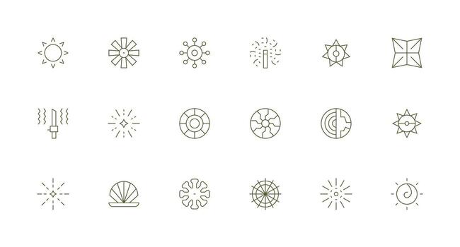 18 Minimal Line Icons for Radiating Graphics Complete Icon Bundle for Web Design vector