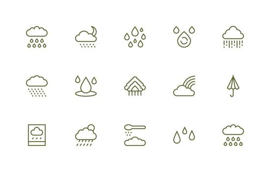 Drizzle Visual Pack containing 15 Regular Line Icons Reliable Icons for All Interfaces vector