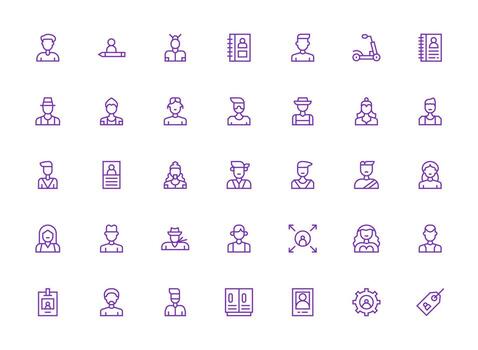 35 Individual Icons in Regular Clean Line Aesthetic Complete Icon Bundle for Web Design vector