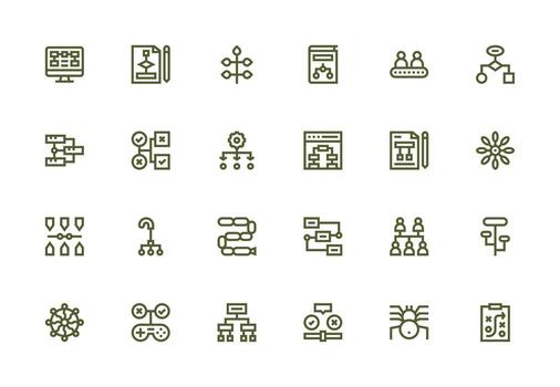 diagrama de flujo icono colección con 24 grueso línea línea diseños interfaz icono colección vector