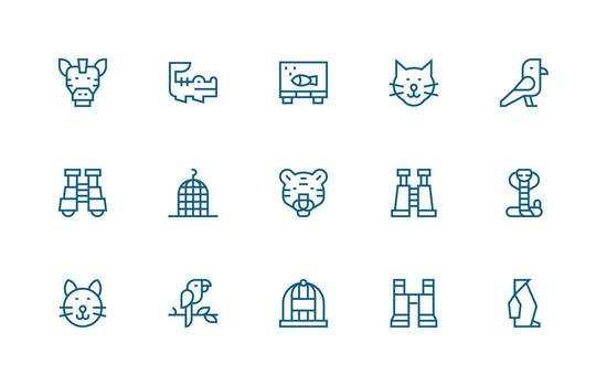 15 Regular Line Icons for Zoo Graphics Icon Pack for UI vector