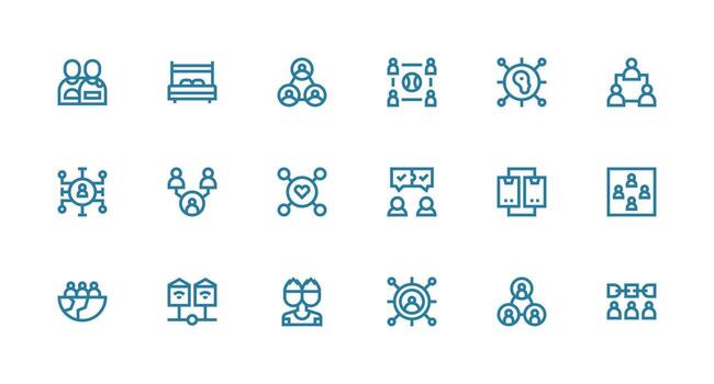 Shared featuring 18 Icons in Strong Stroke Line Design Functional Icon Series vector