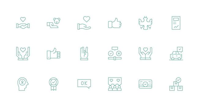 Acceptance Icon Collection with 18 Minimal Line Designs Essential Icons for Rapid UI Building vector