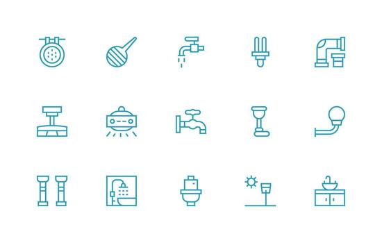 15 Regular Line Icons for Fixture Graphics Organized Icon Pack for Quick Access vector