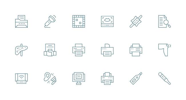 mínimo línea estilo escanear íconos con 18 vectores básico icono serie