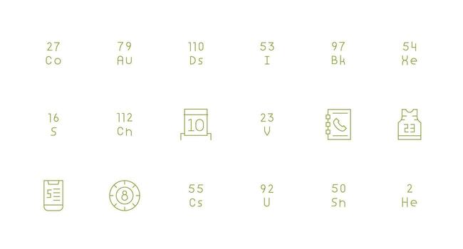 número diseño íconos presentando 18 en mínimo línea estilo interfaz icono colección para diario proyectos vector