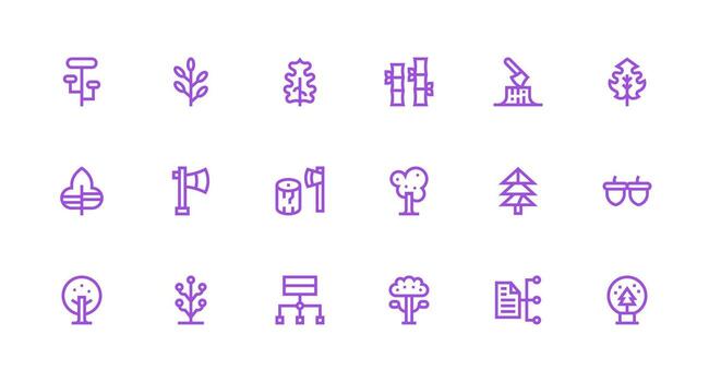 Tree Icon Set with 18 Strong Stroke Line Graphics Web and App Icon Pack Collection vector