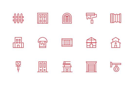 15 Regular Line Icons for Exterior Graphics User Interface Icons for Digital Products vector