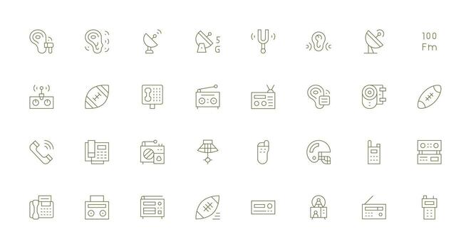 32 Delgado línea íconos para receptor gráficos agudo íconos para presentaciones vector