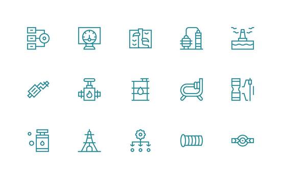 15 tubería íconos en regular línea estético ui icono conjunto vector