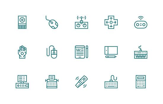 15 Icons for Input Device in Regular Line Format All-Purpose Icon Design Pack vector