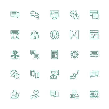 25 Medium Stroke Outline Icons for Question Graphics Icon Set for Apps vector