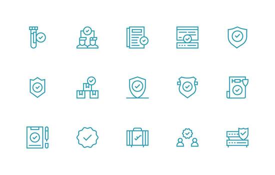 15 Regular Line Style Icons from Compliant Collection Theme-Based Icon Pack vector