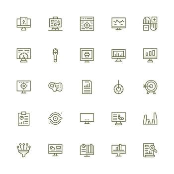 Visualization Icon Set with 25 Medium Stroke Outline Graphics Multi-Purpose Icon Set vector