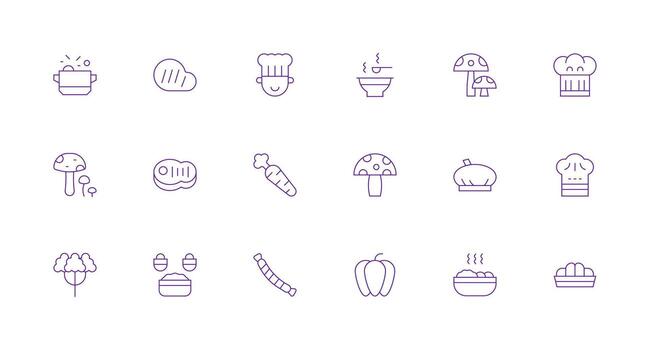 culinario diseño íconos presentando 18 en mínimo línea estilo pulcramente diseñado íconos para web plataformas vector