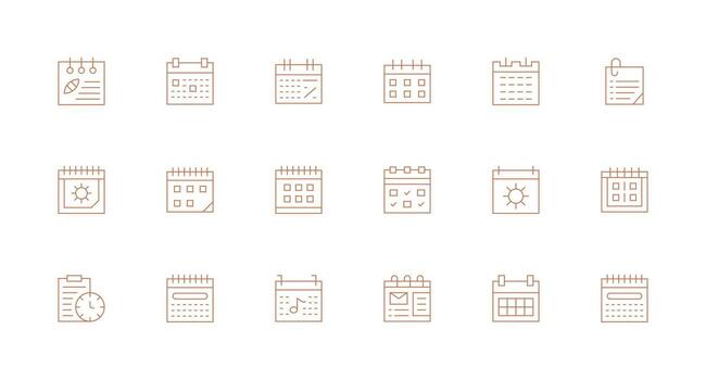 Reminders Icon Collection with 18 Minimal Line Designs Balanced Icon Set for Functional Design vector