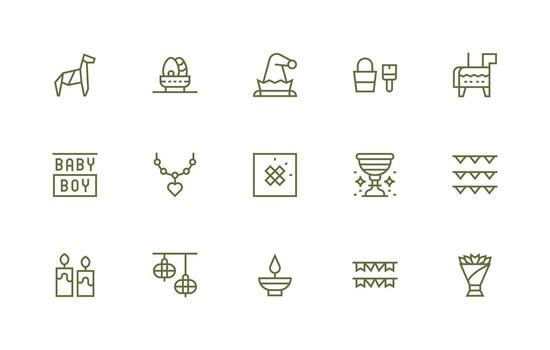 15 Regular Line Vectors for Decoration Theme Complete Icon Set for Mobile Apps