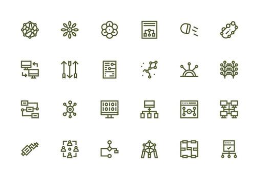Thick Line Line Style Data Flow Icons with 24 Vectors Scalable Icon Pack