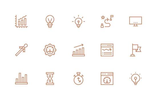 Progress Indicator Set with 15 Regular Line Icons High-Resolution Icons for Any Platform vector