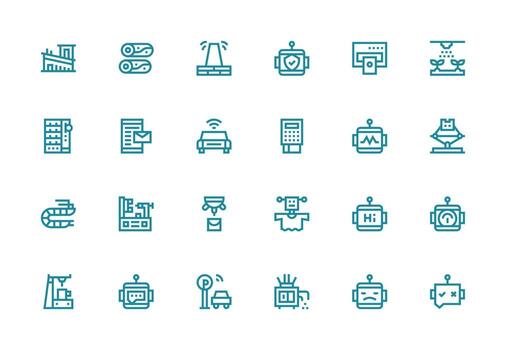 grueso línea línea estilo automatizado íconos con 24 vectores ligero icono serie para rápido prototipos